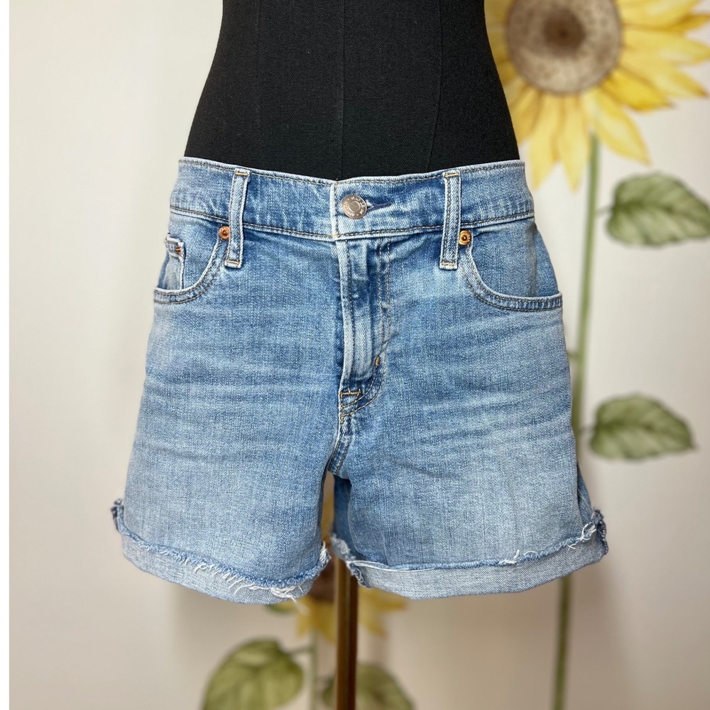 GAP Faded Blue Rolled Hem Denim Shorts